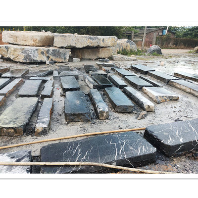 黑山石踏步石制作景观石厂家批发 公园铺地石装饰石造景